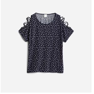 Kaileigh - Renata Lattice Sleeve Knit Top, Navy